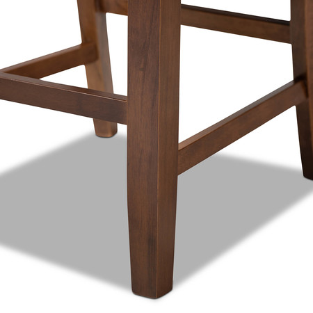Baxton Studio Caron Grey Upholstered Walnut Wood 2-PC Counter Height Pub Chair Set 161-9886